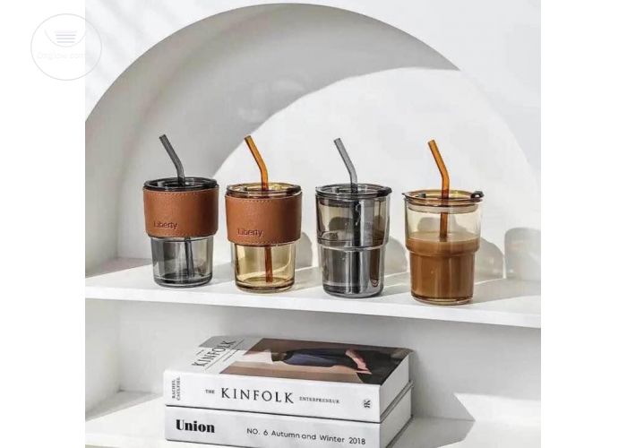 1pcs Asthetic Glass Cup wit Glass Straw