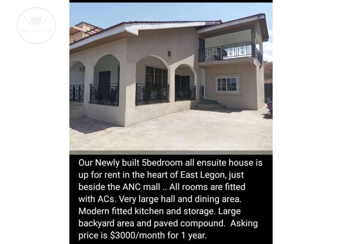 NEWLY BUILT 5 MASTER BEDROOM STOREY HOUSE AT EAST LEGON