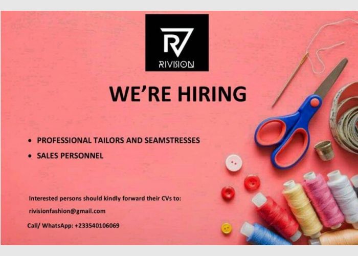 Job Vacancy for Tailors, Seamstresses and Sales Personnels