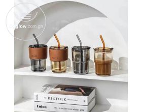 1pcs Asthetic Glass Cup wit Glass Straw