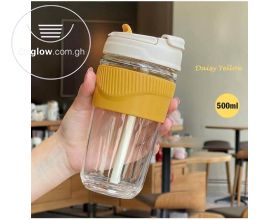 Glass Cup with straw and tight lid