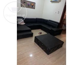 Leather Sofa Set with Center Table For Sale