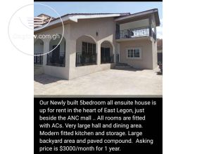 NEWLY BUILT 5 MASTER BEDROOM STOREY HOUSE AT EAST LEGON