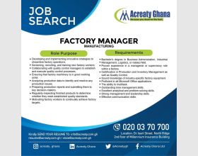 Vacancy for Factory Manager