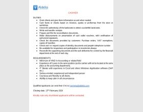 Job Vacancy as Cashier