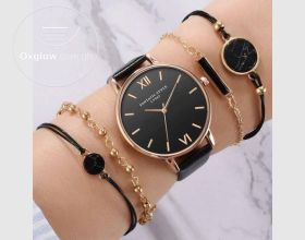 5 pieces wrist watch ladies bracelet set