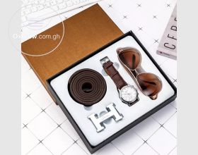 Men watch sunglass and belt gift set